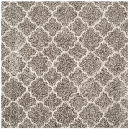 Safavieh 3 x 3 ft. Hudson Shag Power Loomed Square Area Rug; Grey & Ivory SGH282B-3SQ